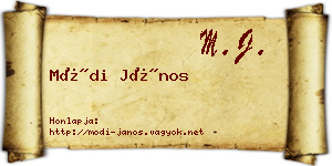 Módi János névjegykártya