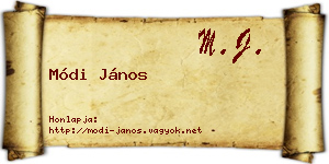 Módi János névjegykártya